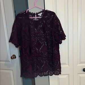 Penningtons Burgundy Lace Blouse